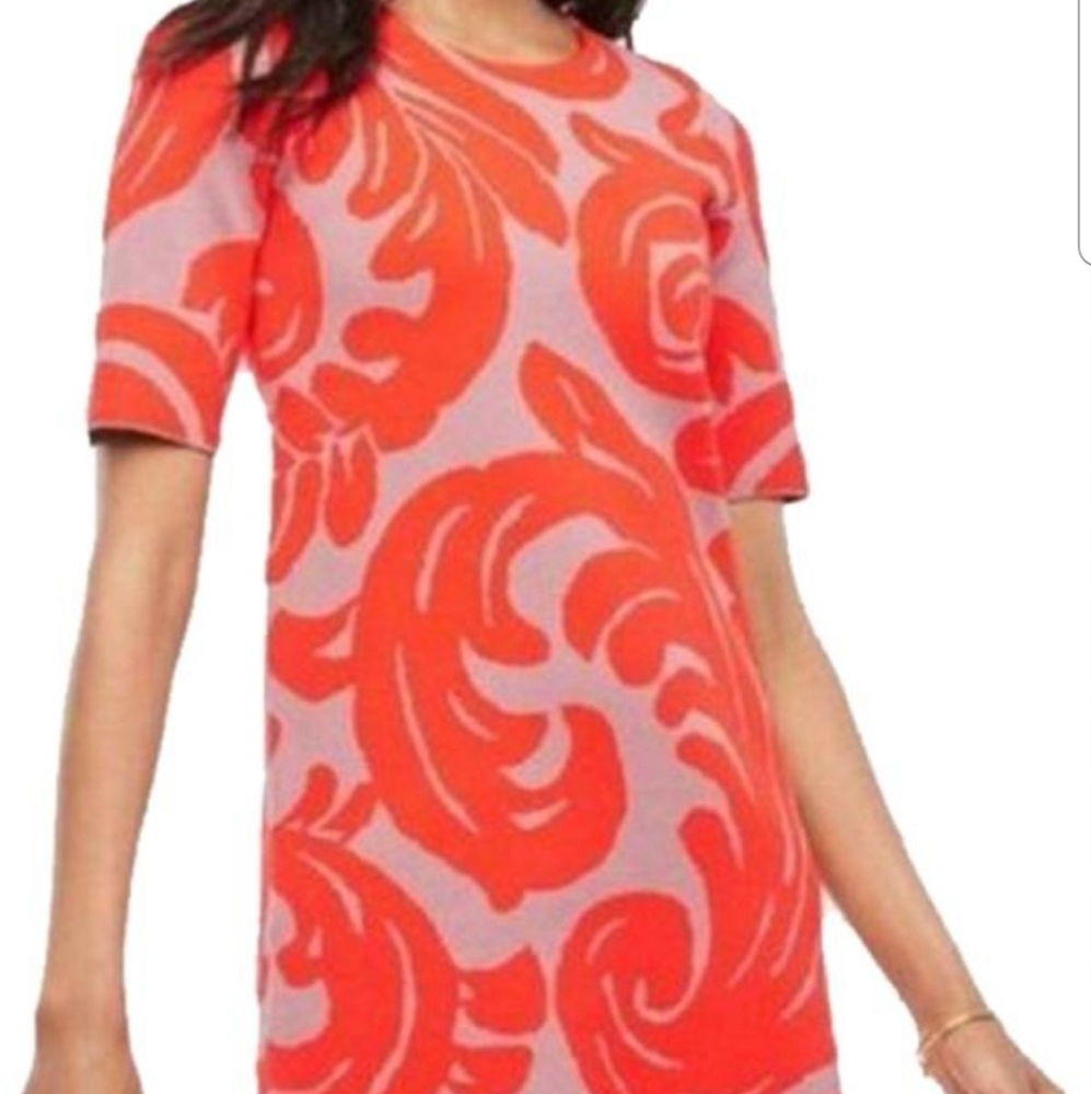 Ann Taylor Orange Fan Leaf sweater dress
